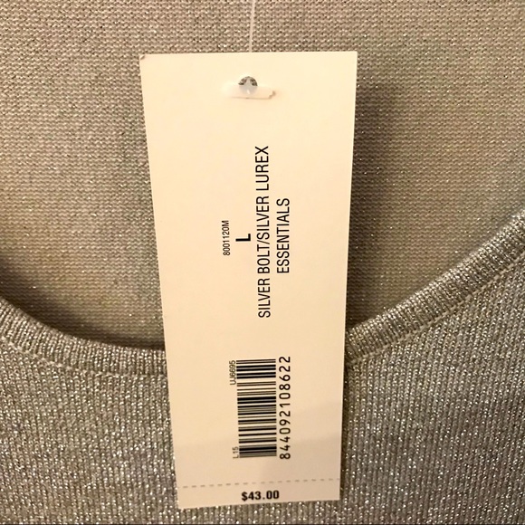 Madison Dazzling Silver Metallic Glitter Top M-L NWT - Picture 3 of 6